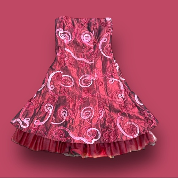 JESSICA MC CLINTOCK VINTAGE Strapless Burgundy Pink Red A Line Cocktail Dress 2 - Picture 4 of 12